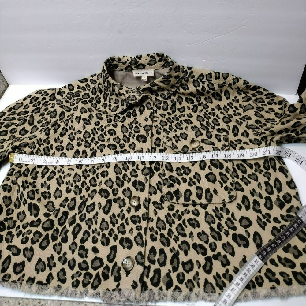 Ee:Some Leopard Print Cropped Raw Edge Denim Jack… - image 7